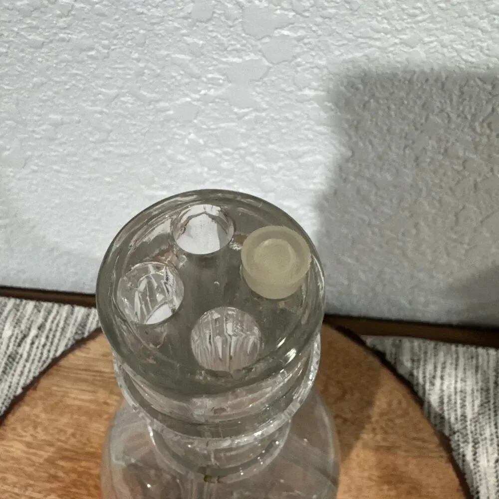 VTG French Glass Decanter Multi-Chamber 4 Compartment Bottle Vase Clear Glass